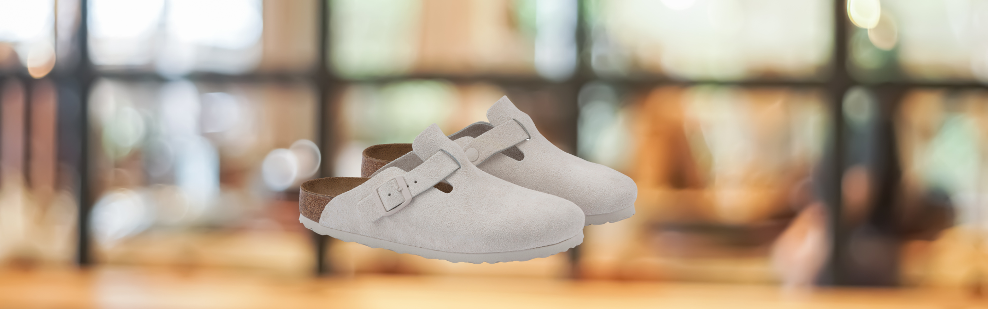 Mules Birkenstock Boston blanches écrues