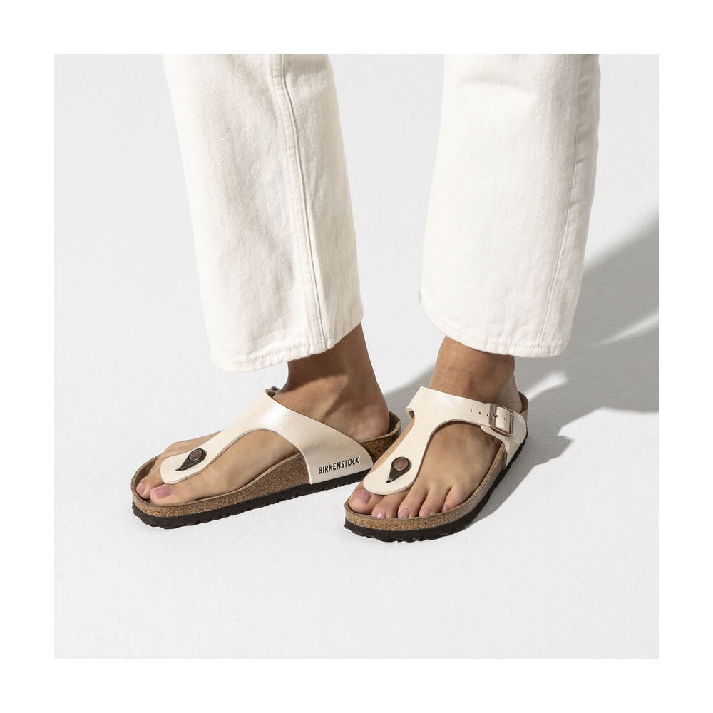 Birkenstock Gizeh Graceful Pearl White, Sandales Femme, Birkenstock