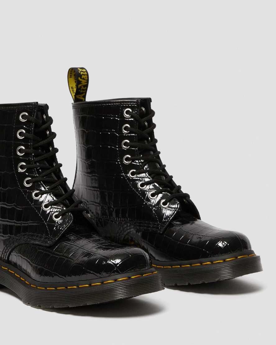 Dr. Martens Boots 1460 en cuir verni gaufré effet croco, Chaussures femme, Dr. Martens
