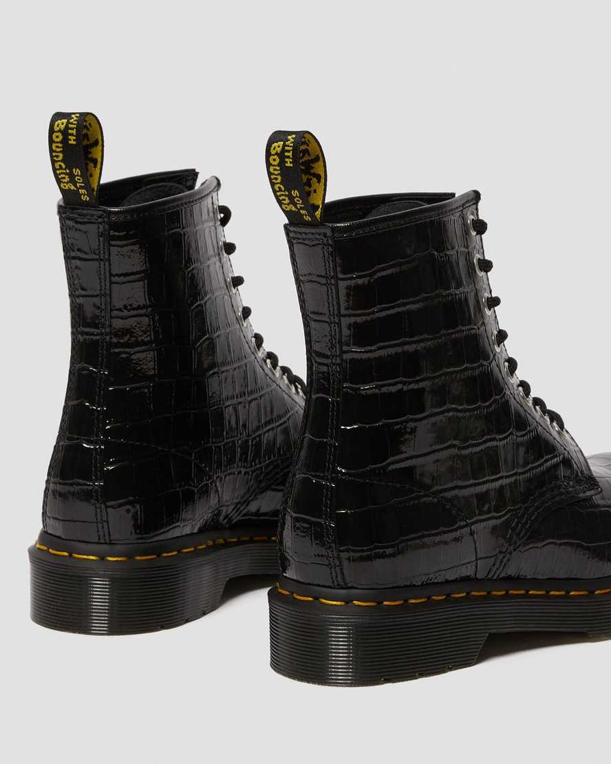 Dr. Martens Boots 1460 en cuir verni gaufré effet croco, Chaussures femme, Dr. Martens