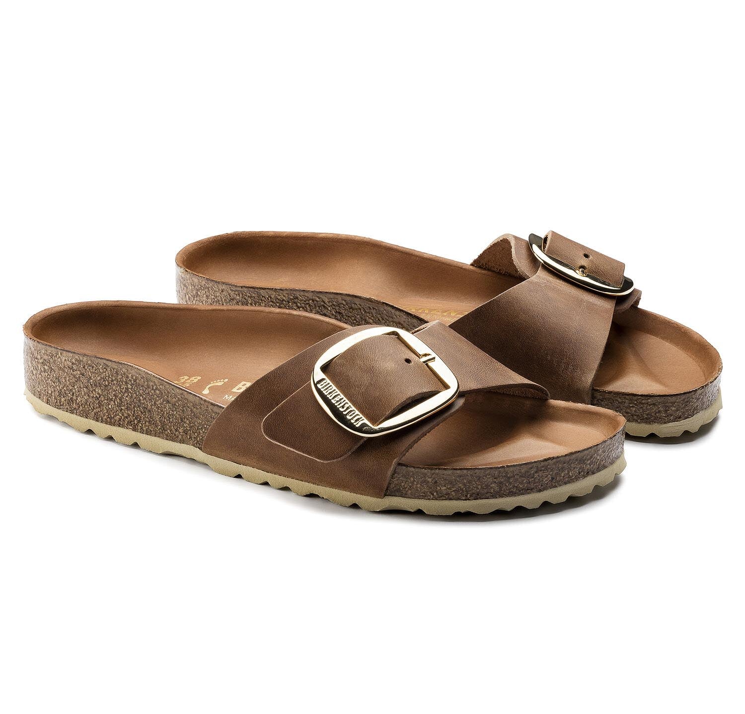 Birkenstock Madrid Big Buckle Cognac, Sandales Femme, Birkenstock