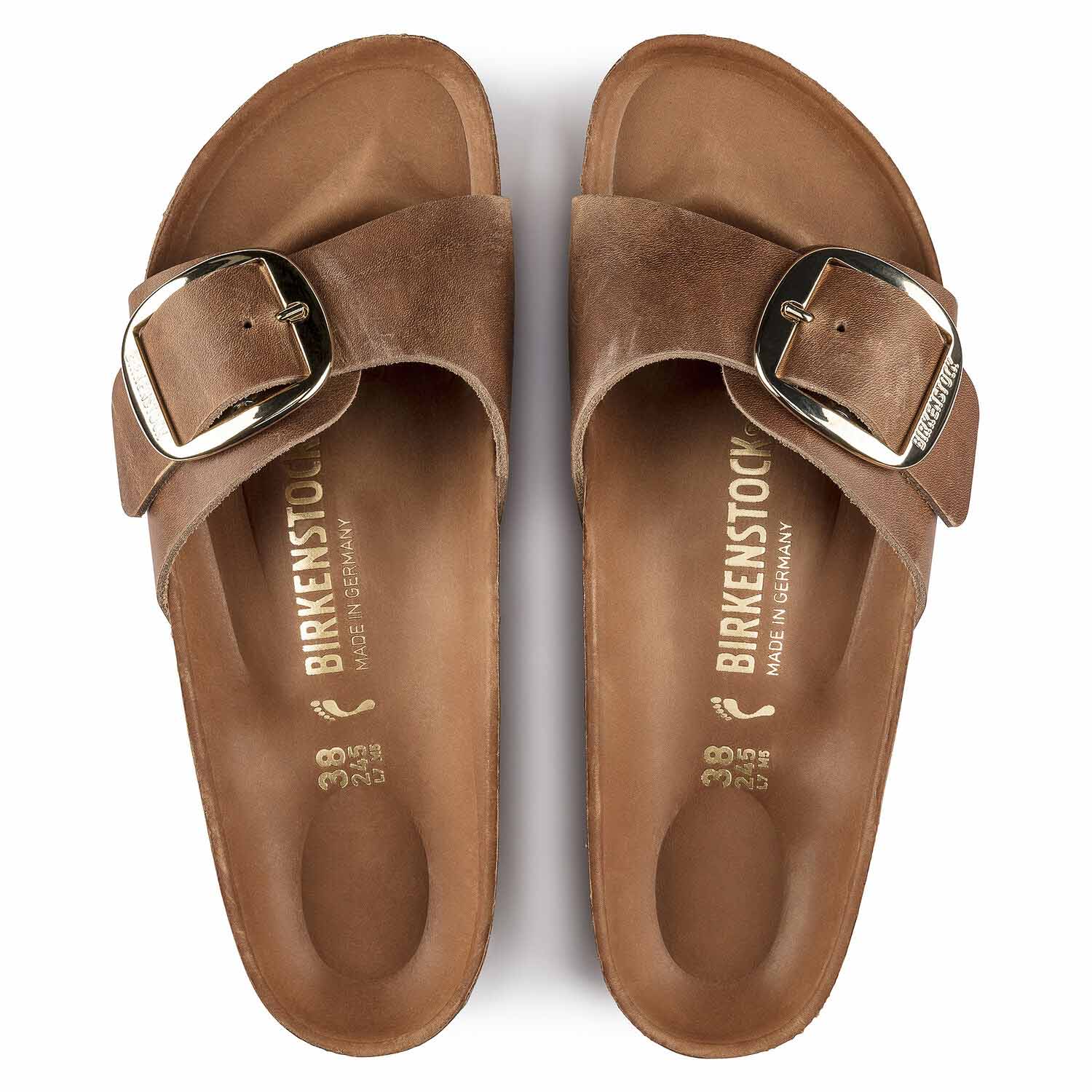 Birkenstock Madrid Big Buckle Cognac, Sandales Femme, Birkenstock