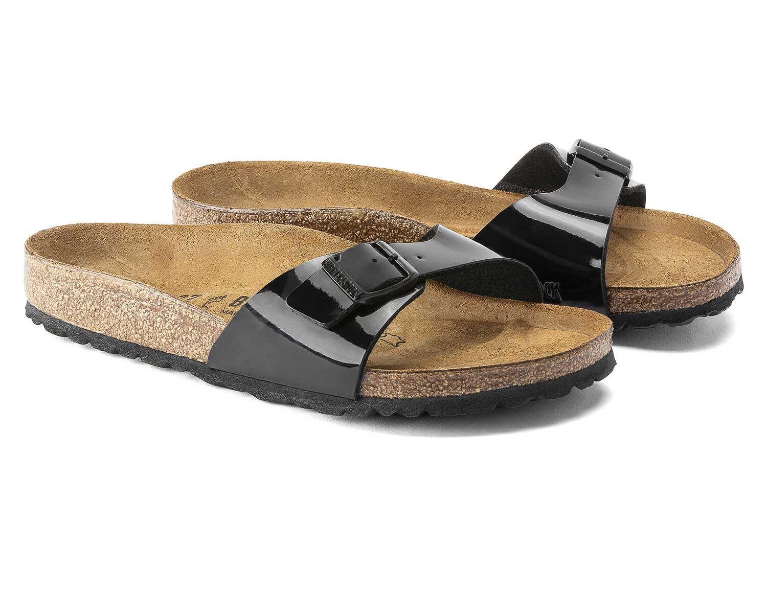 Birkenstock Madrid Noir Patent, Sandales Femme, Birkenstock