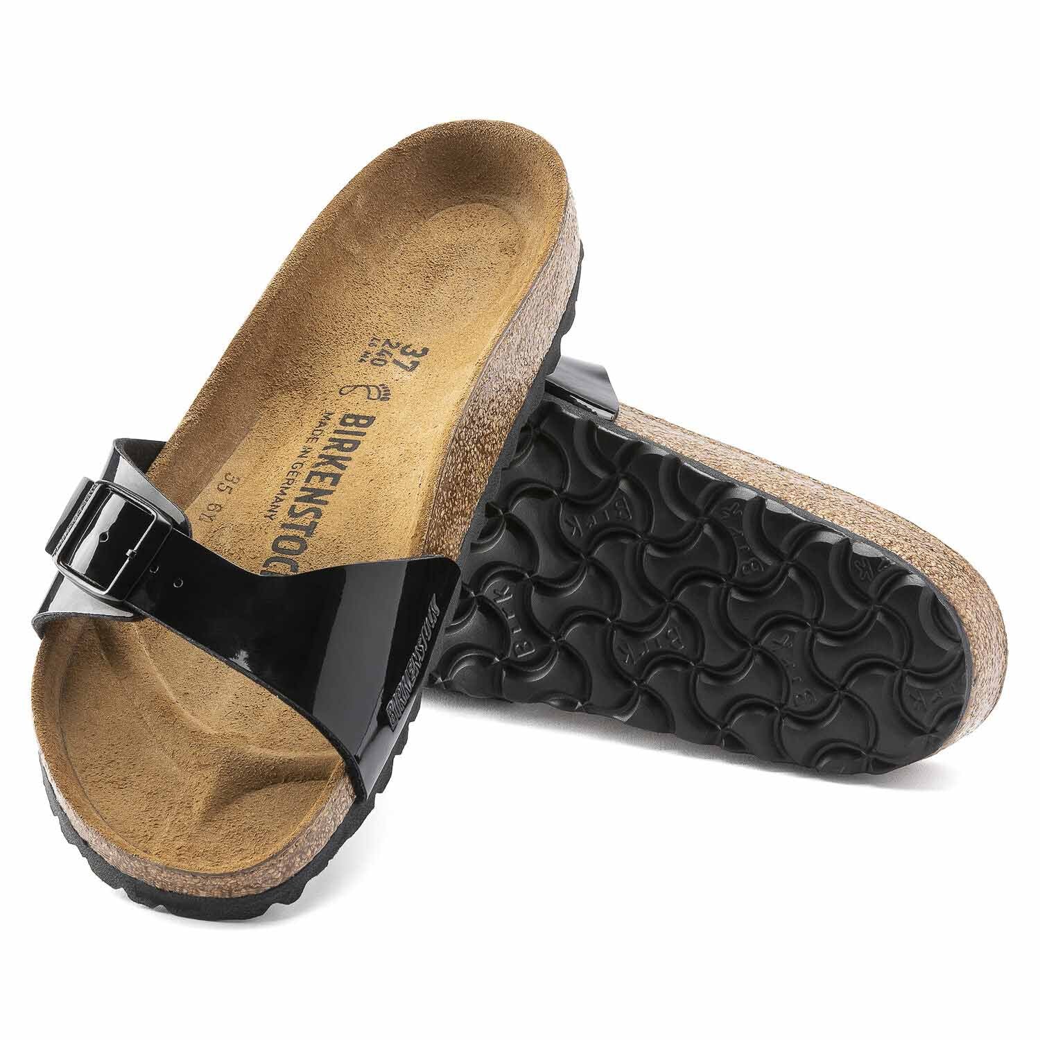 Birkenstock Madrid Noir Patent, Sandales Femme, Birkenstock
