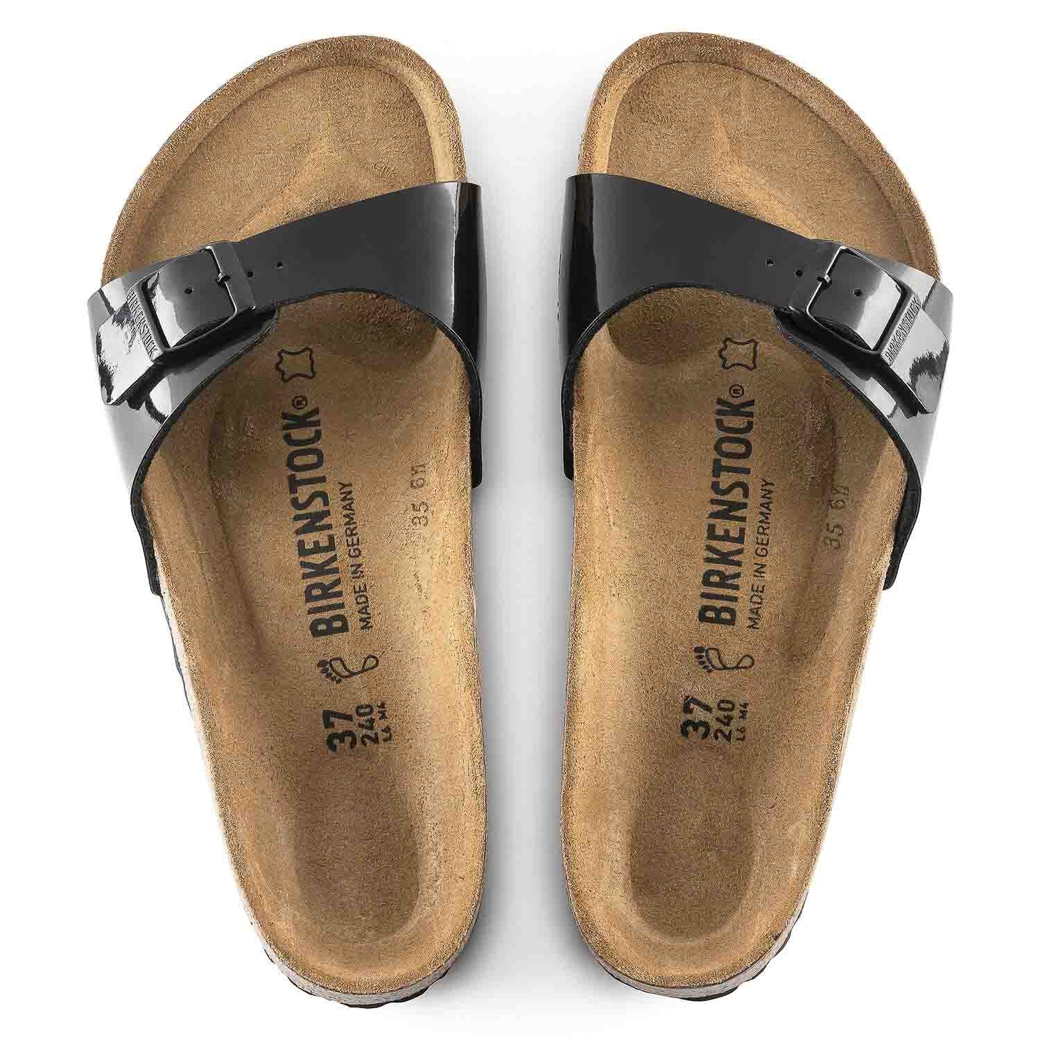 Birkenstock Madrid Noir Patent, Sandales Femme, Birkenstock