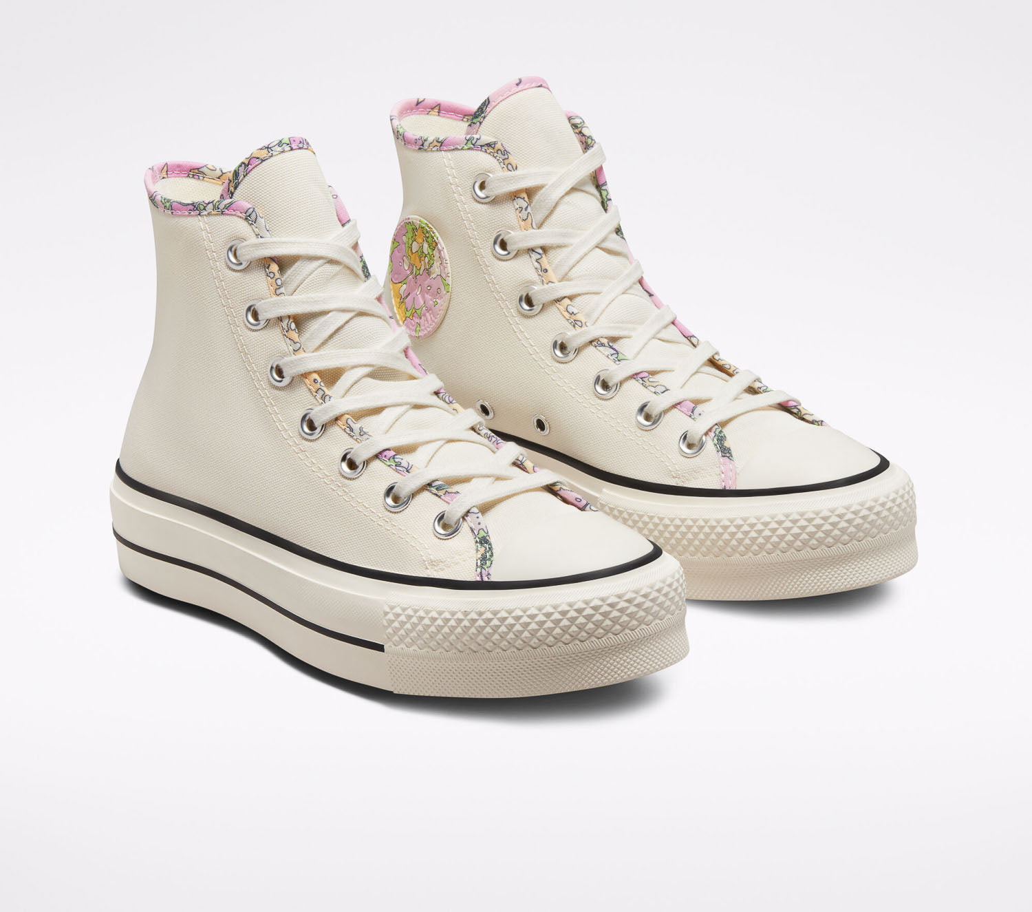 Converse Chuck Taylor Lift Hi Crafted Floral, Sneakers Femme, Converse