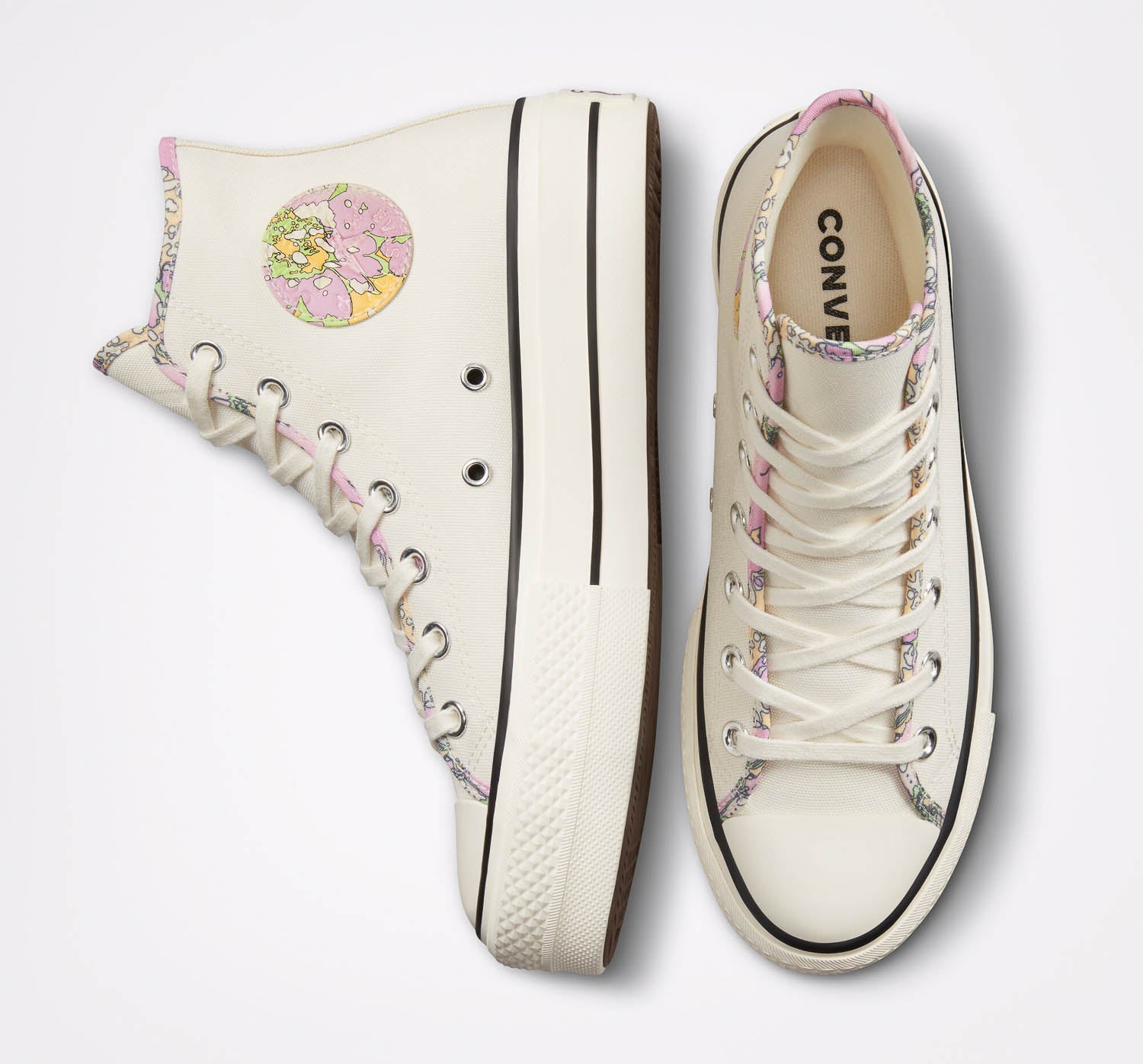 Converse Chuck Taylor Lift Hi Crafted Floral, Sneakers Femme, Converse