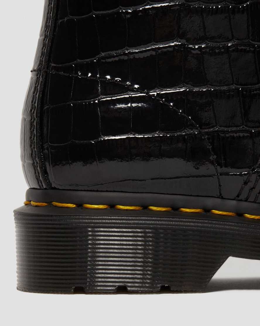 Dr. Martens Boots 1460 en cuir verni gaufré effet croco, Chaussures femme, Dr. Martens