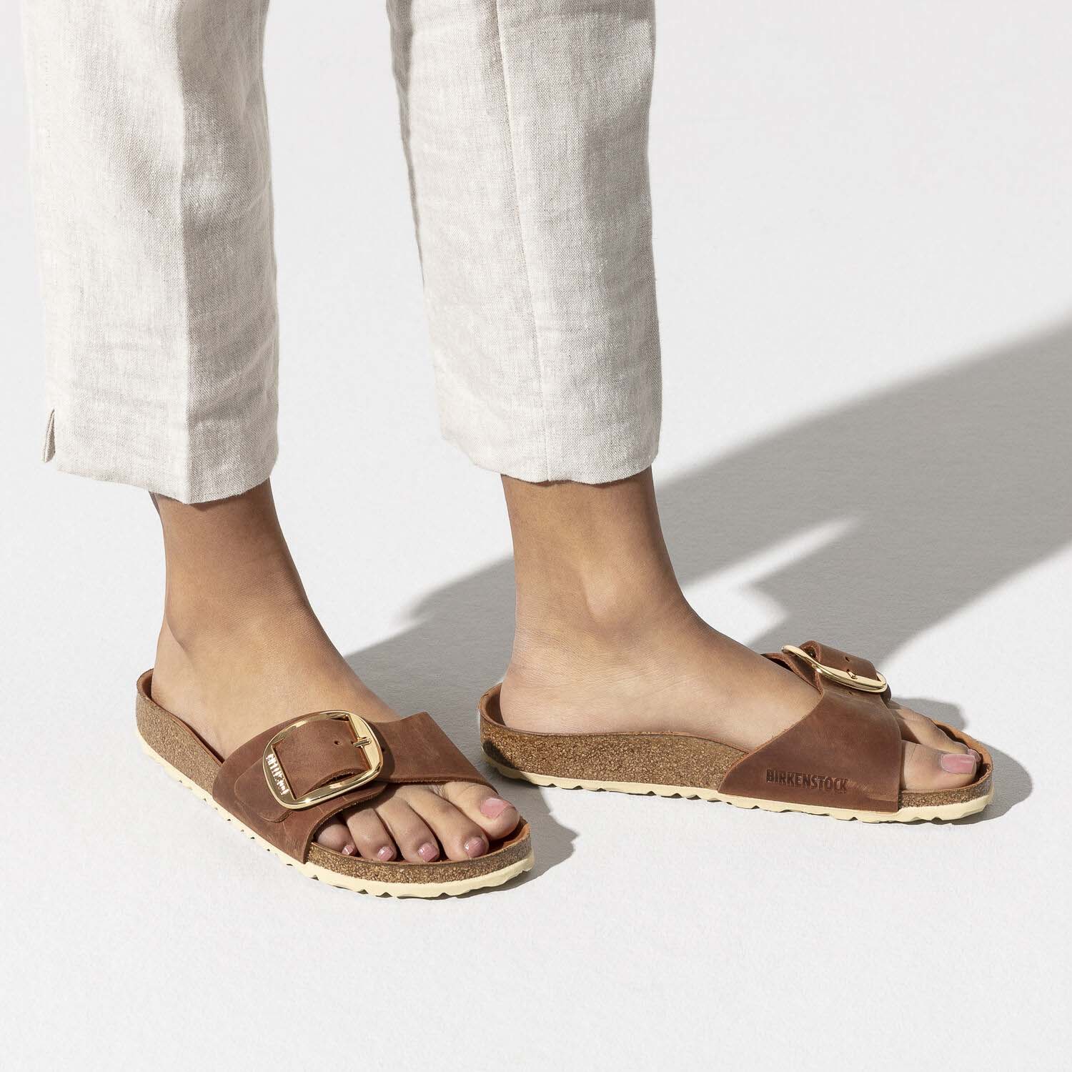 Birkenstock Madrid Big Buckle Cognac, Sandales Femme, Birkenstock